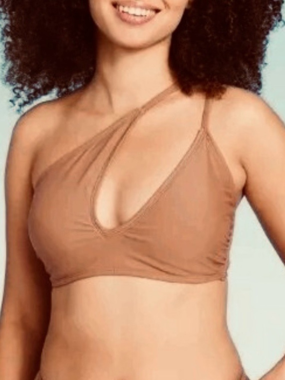 Wild Fable Cut Out One Shoulder Brown Bikini Top Size XS